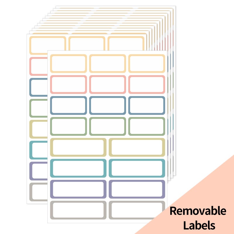 STARLIBOO Removable Labels, Removable Colored Labels Stickers, Self-Adhesive Rectangular Stickers Water/Oil/Tear Resistant for Storage/Classroom/Home (2 Size, 300 Labels) - Image 1